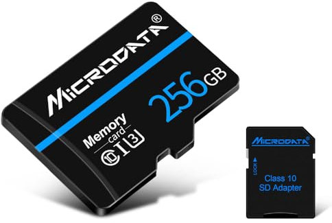 256GB TF Memory Card + SD Adapter, V30 U3 C10 Ultra High Speed TF Flash Memory Card
