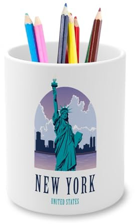 Pot à Crayon en Céramique - New York United States Illustration Etats Unis Statue Liberté - 325 ml