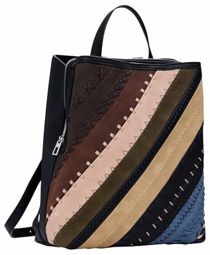 Desigual mochila de ocio Quebec Whipstitch Sumy Backpack Brown multicolor
