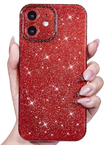 Svanove for iPhone 11 Phone Case Glitter Sparkly, Girly Cute Bling Glittery Sparkle, Shiny Shimmer Glossy Jelly Bright Silicone Thin Slim Case for Women Aesthetic & Hard Camera Cover, Red Wine