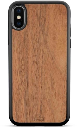 MMORE - Handyhülle aus Europäischer Nussbaum Holz, kompatibel mit iPhone XR - Voller Schutz, Langlebig, Sturzgeprüft