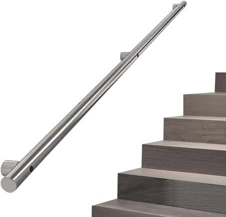 Moderne Edelstahl-Treppenstufen für Innen- und Außenbereich Stufen 5 m lang Silber Metall um Rohrbaluster Handläufe für Lofttreppen Treppengeländer