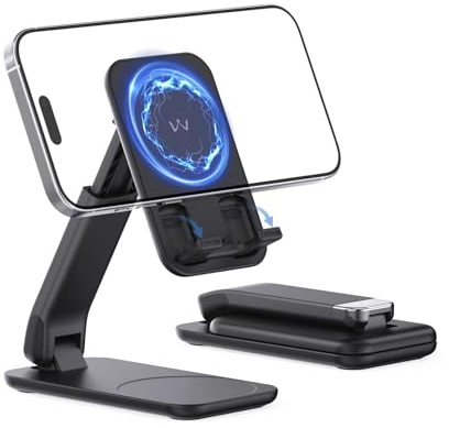 iWALK Magnetischer Handy-Ständer für Schreibtisch, winkel- und höhenverstellbarer Handyhalter, faltbarer Magnetständer für iPhone 17 16 15 14 13 12 Pro Max und iPad, Handyhalterung für Samsung