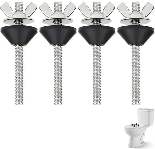 Wjelet 4PCS Toilet Cistern Seal Kit, Toilet Screws Cistern to Pan, Cistern Bolts, Stainless Steel Fixing Kit for Toilet Tank and Bidet, M6 100mm for Close Coupling