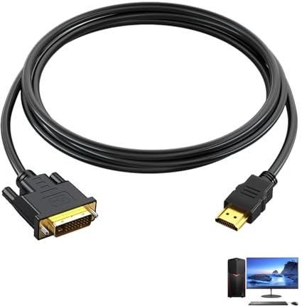 Xatgiouy HDMI to DVI Cable, HDMI to DVI-D 24+1 Adapter, Bi Directional High Speed Male to Male Adapter for Raspberry Pi, Roku, Xbox One, PS4, PS3, and More Digital Devices, 1080P Full HD, 2M