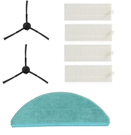 Emiif Kit de accesorios para aspiradora Cecotec para CONGA 8090 para aspiradora Ultra, piezas de repuesto con 4 filtros, 2 cepillos laterales, 1 paño de fregona