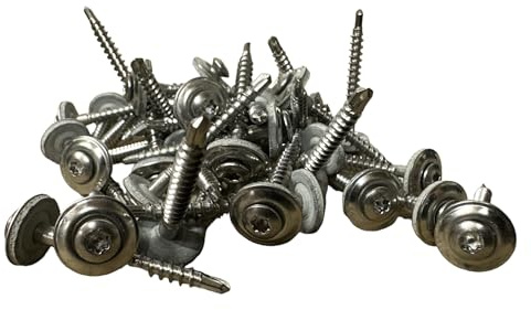 Edelstahl V2A Spenglerschraube mit Bohrspitze und EPDM Dichtscheibe (10, 25, 100, 200 Stück) (100, 4,5 x 30 mm)