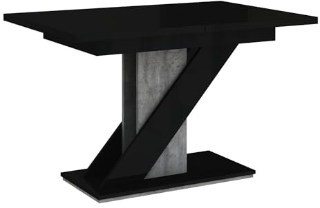 PHD FURNITURE MAVEA Extendable Dining Table, 120/160 cm, Black Gloss