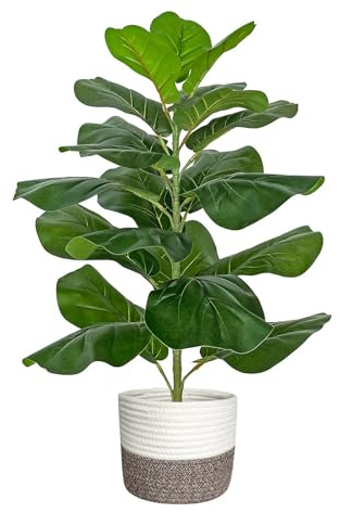 Zvezvia Kunstpflanze Künstliche Ficus, 78cm Groß Künstliche Pflanzen mit Geflochtenem Topf, Kunstbaum Fake Plant für Wohnzimmer Schlafzimmer Büro Garten Deko