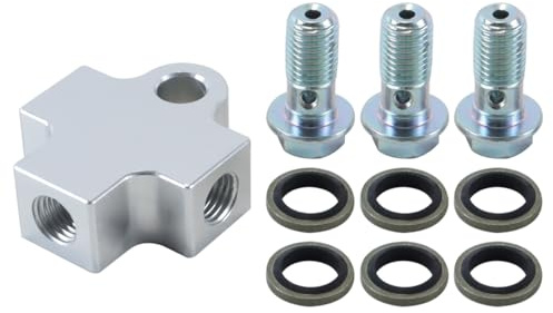 Gurtt Connettore a T per tubo flessibile del freno idraulico per motocicletta, adattatore a 3 vie con bullone banjo M10