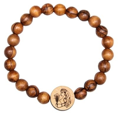 Kassis Olivenholz Armband mit Sternzeichen - Handgefertigtes Holzperlenarmband - Unisex Schmuck - Herren und Damenschmuck