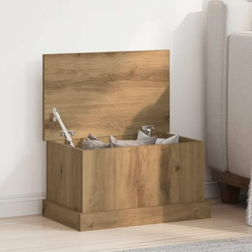 IBUQDDV Truhe Artisan-Eiche 30x50x28 cm Holzwerkstoff Aufbewahrungsbox mit Deckel für Stauraum und als Beistelltisch