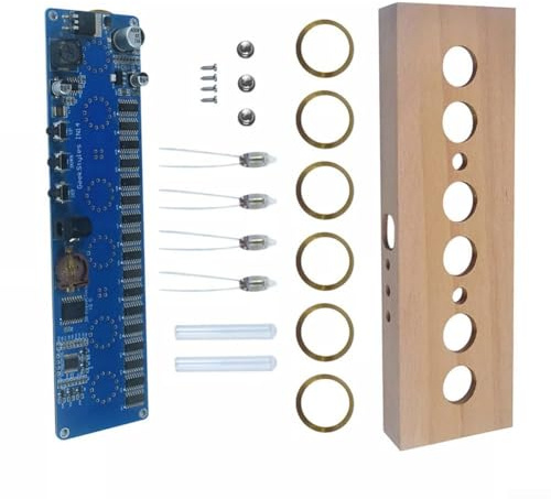 IN14 Nixie Tube Clock DIY Kit mit 6-stelliger Anzeige, Leiterplatte und Acrylgehäuse, geeignet für vom Benutzer gelieferte Röhren