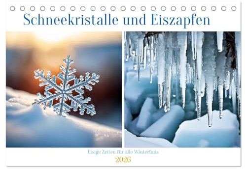 Schneekristalle und Eiszapfen Eisige Zeiten für alle Winterfans (Tischkalender 2026 DIN A5 quer), CALVENDO Monatskalender: Erleben Sie die Schönheit ... der ganzen Welt begeistern. (CALVENDO Natur)