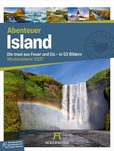 Island Wochenplaner Kalender 2027 | Die Insel aus Feuer und Eis | Eindrucksvoller Reise-Wochenkalender im Hochformat (25x33 cm) | Rätsel & Sudokus