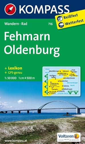 Fehmarn - Oldenburg: Wanderkarte mit Kurzführer und Radrouten. GPS-genau. 1:50000 (KOMPASS Wanderkarte, Band 716)