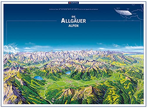KOMPASS Panorama-Poster Die Allgäuer Alpen: Plano in der Rolle