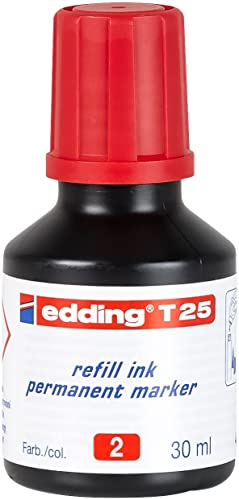 edding T 25 refill ink Permanent Marker - rot -30 ml - mit Tropfenspendersystem, zum schnellen Nachfüllen fast aller edding Permanent Marker