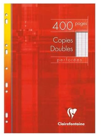 Clairefontaine 4791C Un Étui de Copies Doubles Perforées - A4 21x29,7 cm - 400 Pages Grands Carreaux - Papier Blanc 90 g - Étui Réutilisable