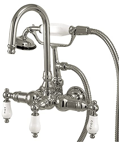 Kingston Brass CC10T1 Vintage Badewannenfüllarmatur mit Handbrause, 12,07 cm, poliertes Chrom