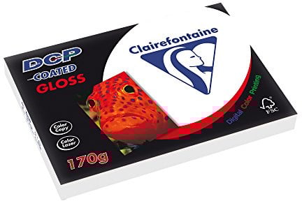 Clairefontaine 6852C Druckerpapier DCP Premium Kopierpapier für farbintensiven Bilderdruck, DIN A3, 29,7 x 42cm, 170g, 1 Ries mit 250 Blatt, glänzend Weiß gestrichen