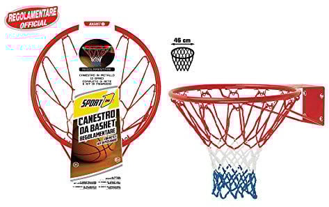 Sport1 Canestro Regolamentare Basket Ring Rosso 46cm