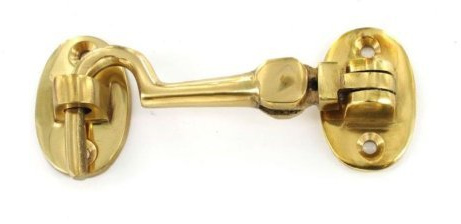 100mm - Brand New Cabin Hook and Eye Catch For Gate Shed Garage Patio Door Polished Brass