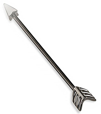 Autiga Cooler Industrial Stab Ohr Piercing Stecker Straight Barbell Hantel Pfeil Arrow schwarz 38 mm