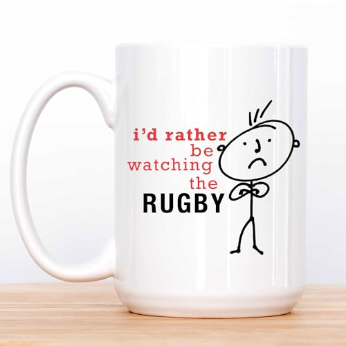 60 Second Makeover Limited I'd Rather Be Watching The Rugby Extra Large Mug Man Big Mug Dad Funny Gifts for Men Rugby Gifts Fathers Day 15oz Ceramic Coffee Cup Dishwasher Safe Microwave Safe