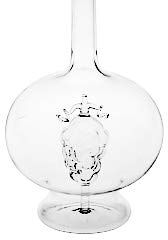 Oberstdorfer Glashütte Flasche runde Glaskaraffe klare befüllbare Karaffe mit Trauben innen mundgeblasen Inhalt 0,5 Liter Höhe 30 cm