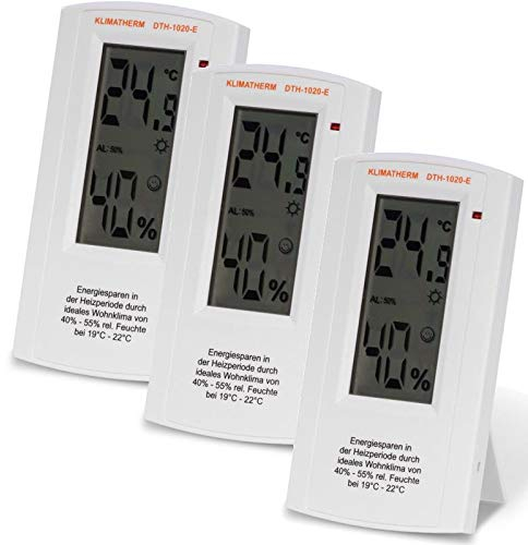 Klimatherm Wohnklima-Messgerät DTH-1020-E digitales Thermo-Hygrometer, Hygrometer Thermometer, Innentemperatur, Luftfeuchtemesser, LCD-Anzeige
