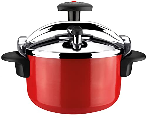Magefesa Castell - Autocuiseur Traditionnel Rouge 4L, Acier Inoxydable 18/10, Toutes les Cuisinières, Induction Totale, Cuisine Saine, Bouton Rotatif