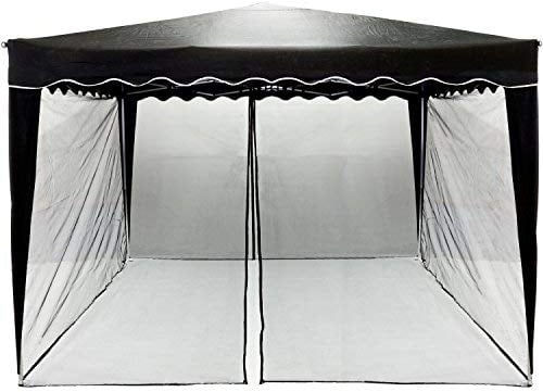 INSTENT Zanzariera per Gazebo 3x3, 12 m, Colori Disponibili: Bianco o Nero, 2 x Cerniera, Cinturini in Velcro per Fissaggio, Gazebo per Zanzariera