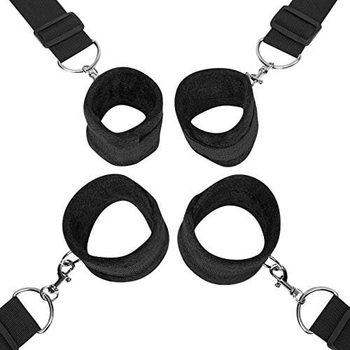 EIS Fesselkreuz fürs Bett | Bondage Fesseln SM Fessel-Set | Verstellbare Fesseln für alle Matratzengrößen | Hochwertige Gurte & Abnehmbare Manschetten | Sex-Spielzeug BDSM | 80-200 cm