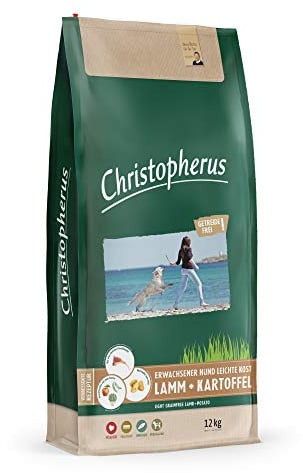 Christopherus Light Grainfree, Vollnahrung für ausgewachsene Hunde mit Übergewicht oder geringer Aktivität, Trockenfutter, Lamm + Kartoffel, Krokettengröße ca. 1 cm, Ausgewachsener Hund, 12 kg