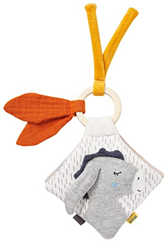 Fehn Fühlbuch Esel & Teddy - Buggybuch mit Bio Baumwolle - Babyspielzeug Buch mit Rassel, Raschelpapier und Spiegel - Stoff Babybuch Bilderbuch - Stoffbuch für Babys und Kleinkinder ab 0+ Monaten