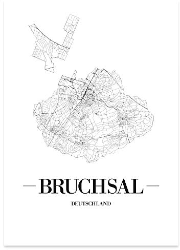 JUNIWORDS Stadtposter, Bruchsal, Wähle eine Größe, 60 x 90 cm, Poster, Schrift A, Weiß