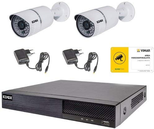 Vimar Elvox 46550.412B KIT TVCC AHD 1 DVR 1080p 4 canali FF, 2 Telecamere, 2 alimentatori