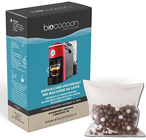 biococoon ZERO CALCARE - decalcificante naturale per macchine da caffè - universale - impedisce la formazione di batteri ed elimina il cloro - 30gr- durata 1 anno