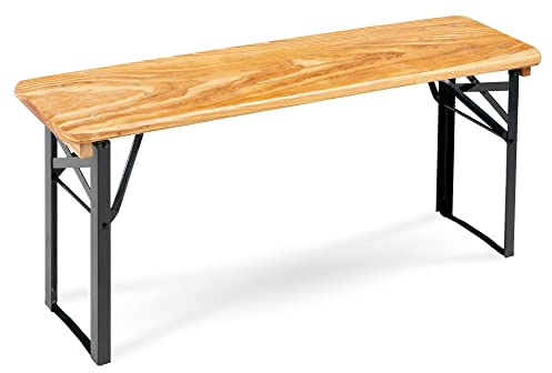 Stagecaptain BBB-117 Hirschgarten Bierzeltbank 4X Set - 4 robuste, Kurze Bierbänke (117 cm) - Stabile Metallscharniere - Lackierte Oberfläche - Zusammenklappbar - Sitzfläche aus Holz - Natur