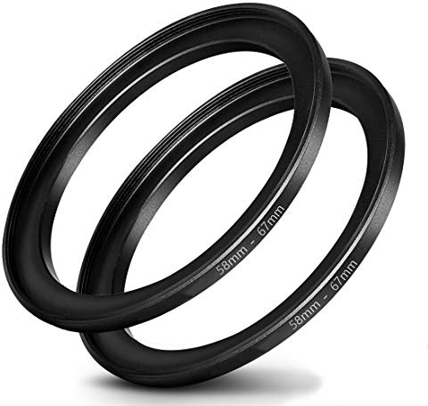 Step Up Ring für Kameralinse, 58 mm bis 67 mm Filter, Premium-Aluminium, 2 Stück