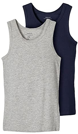 NAME IT Jungen Nkmtank Top 2p Noos Unterhose, Grey Melange /Pack:w/ Dark Sapphire, 86 EU