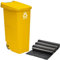 Contenedor Wellhome Reciclo 110 litros, cerrado con tapa, ideal para reciclaje de plásticos, con ruedas + 3X Bolsas de basura de 10 unidades