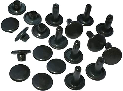 AERZETIX - C56650 - Juego de 10 Remaches tubulares de doble tapa/doble cara Ø7mm para pantalones vaqueros/jeans/bolsos - en acero - color antracita - mercería costura ropa artesanía