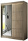 ALTDECOR Kleiderschrank mit Spiegel und Schiebetüren, kugelgelagerte Führungsschienen und Aluminium-Leisten, LED-Beleuchtung (weiß + 16 Farben) und Fernbedienung - PAOKI - 200 cm Sonoma