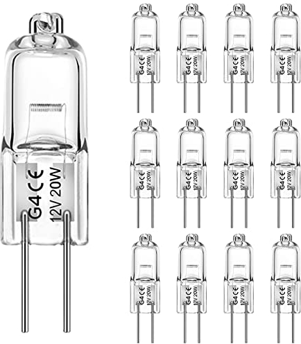 WeshLMPO Halogen G4 20w 12v 12 Stücke G4 Halogen Leuchtmittel 2700K Warmweiß Dimmbar für Backofen 300 Grad.