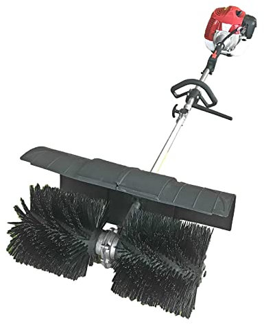 LENJKYYO Gas Power Sweeper 52cc 2-Stroke Gasoline Power Broom Sweeper 3.5HP Petrol Powered Sweeper with Air Cooled Motor EPA Engine for Driveway Turf Snow Lawn Cleaning Tool