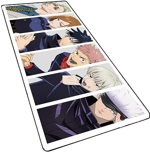 Jujutsu Kaisen Tapis de souris de jeu XL étendu (31,5 x 30 cm), grand tapis de souris avec base en caoutchouc antidérapant, imperméable, accessoires de bureau, tapis de souris pour le travail, les