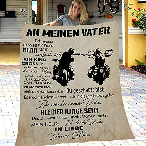 ACCZ Kuscheldecke Flauschige Personalisierte Decke Geschenke An Meine Papa, Sohn für Vater Luftpost Positiv Ermutigen Decke(deutsch), Super Weiche Decke Flanell,150 * 200cm
