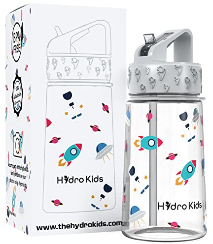HydroKids Water Bottle with Straw – 400ml BPA Free Kids Water Bottles for School Travel Sports – Leakproof Childrens Drink Bottle for Girls Boys Childs
